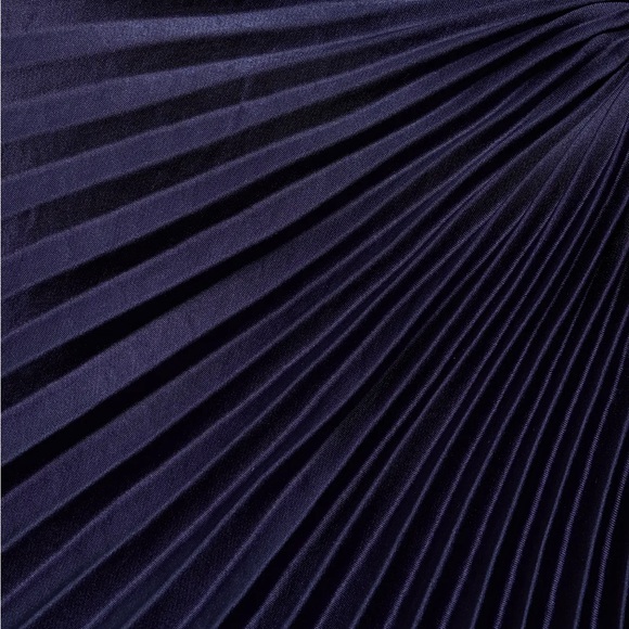 A.L.C. Delfina Asymmetrical Pleated Dress in Navy - Picture 10 of 11